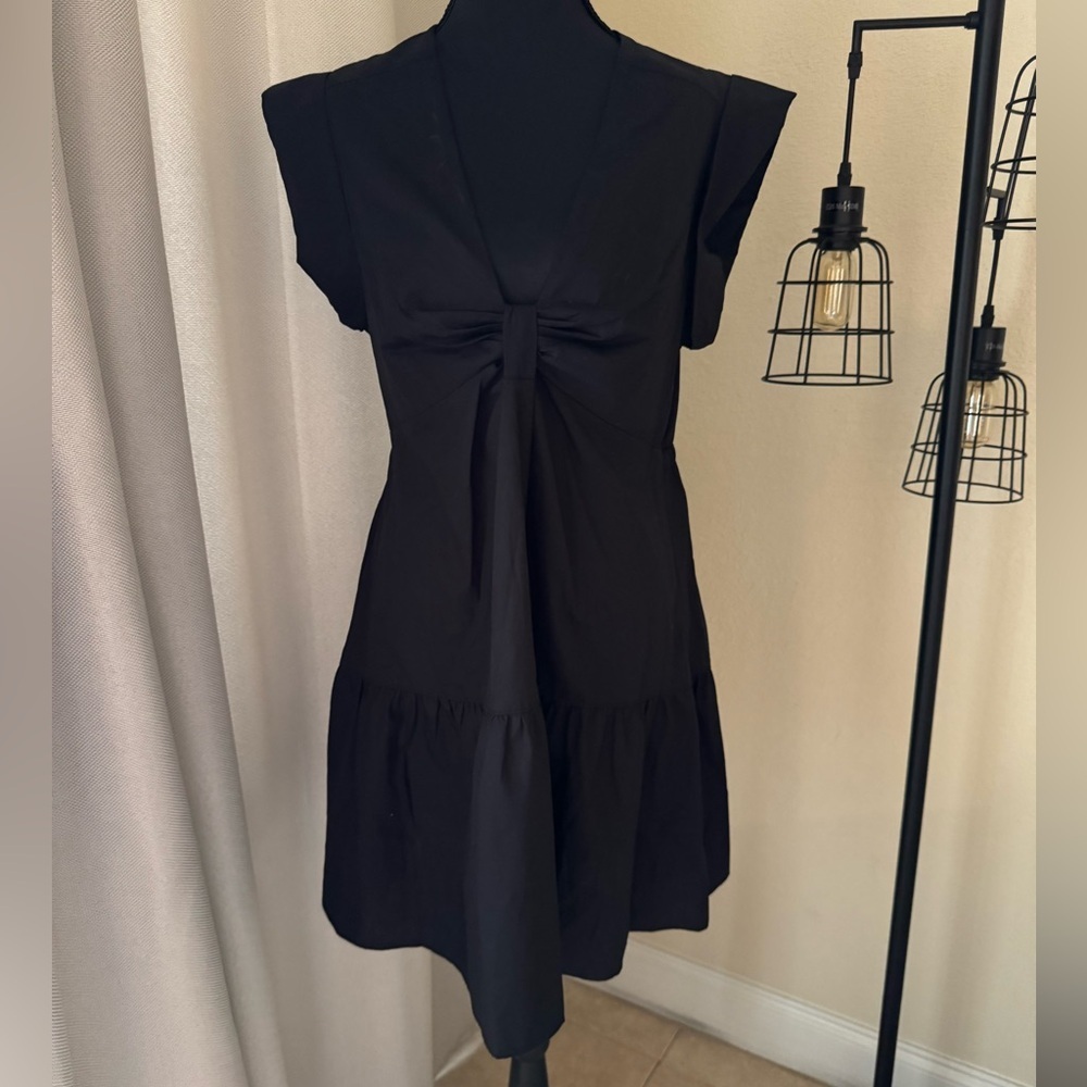 Steve Madden Black Amanda Mini Dress V Neck Sleeveless Size M - Picture 4 of 10